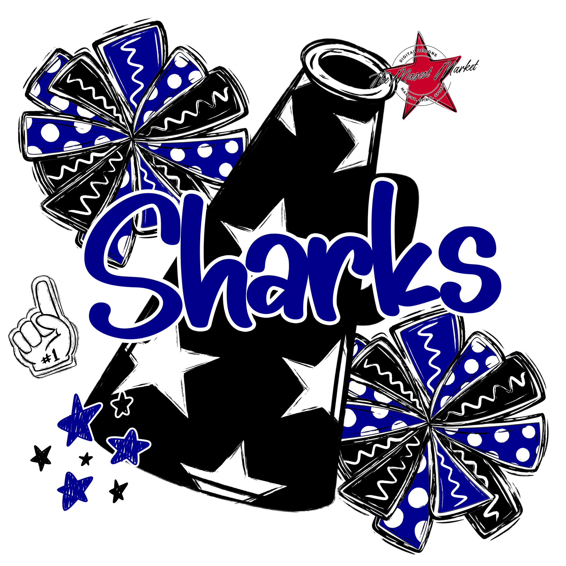 Sharks Alpha Megaphone Design-Blue