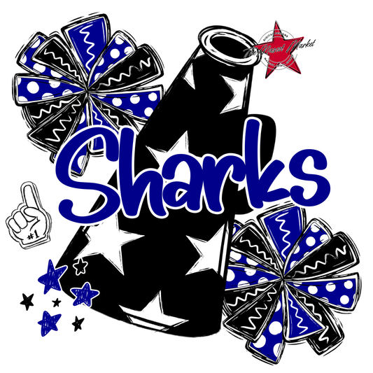 Sharks Alpha Megaphone Design-Blue