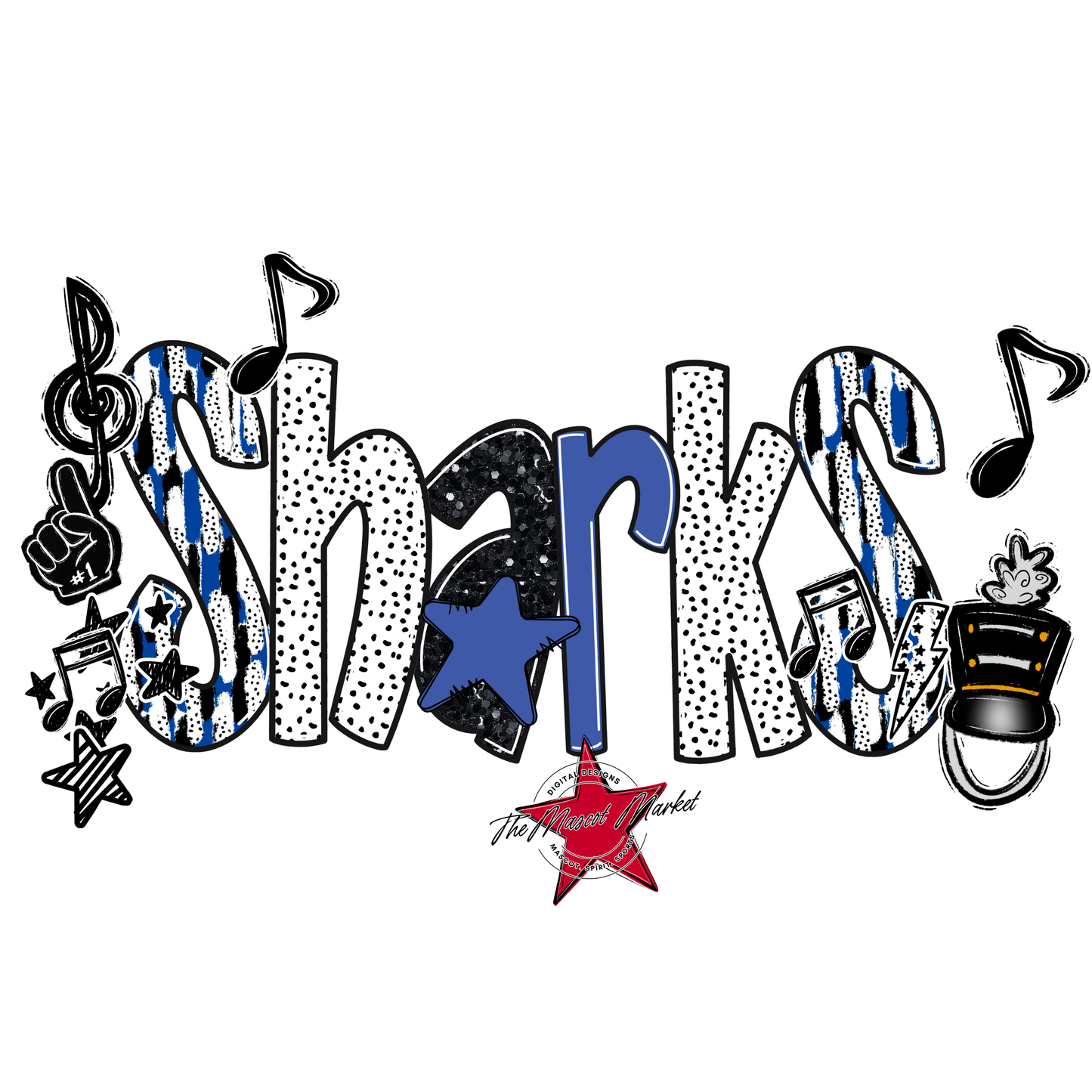 Sharks Band Scrape-Off Blue