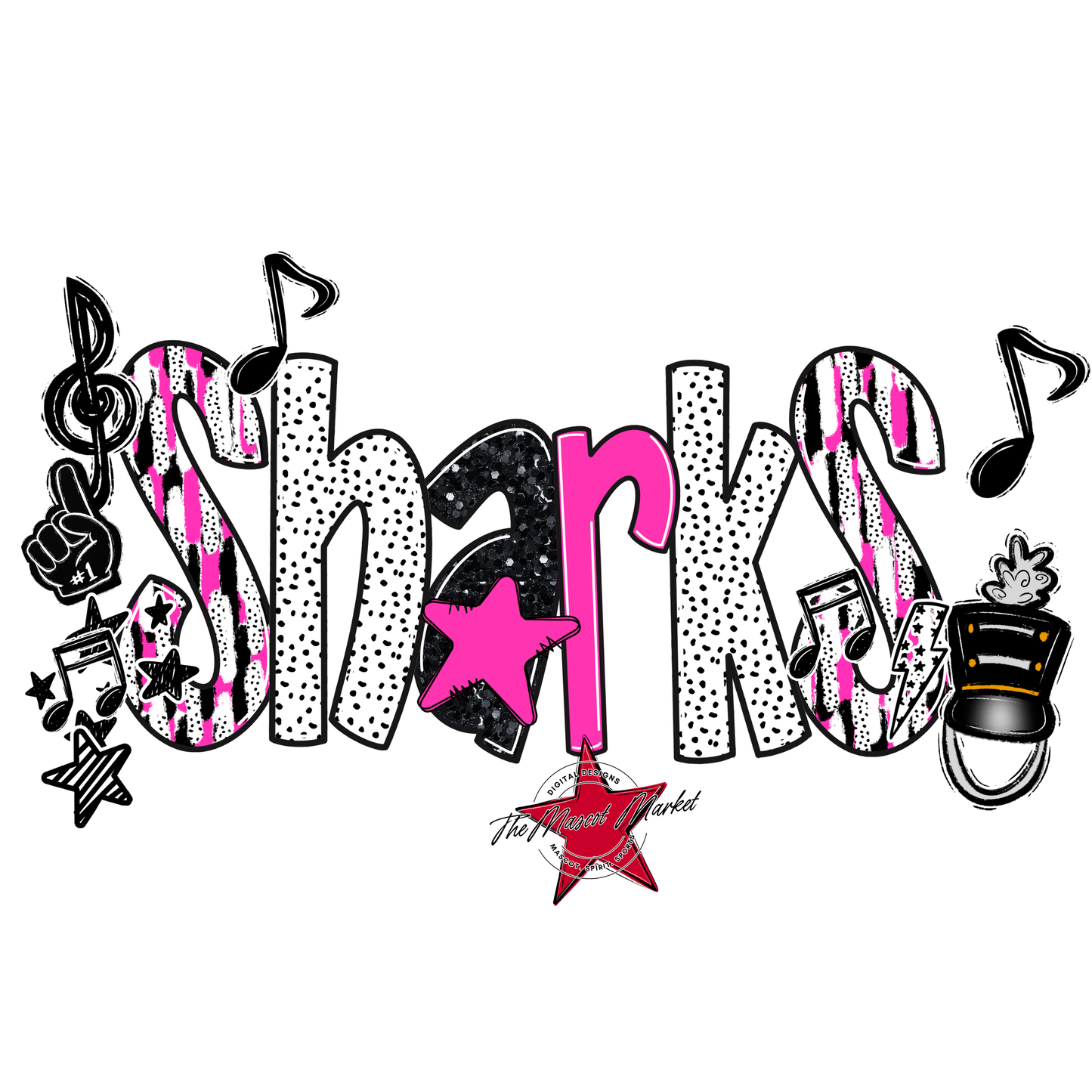 Sharks Band Scrape-Pink