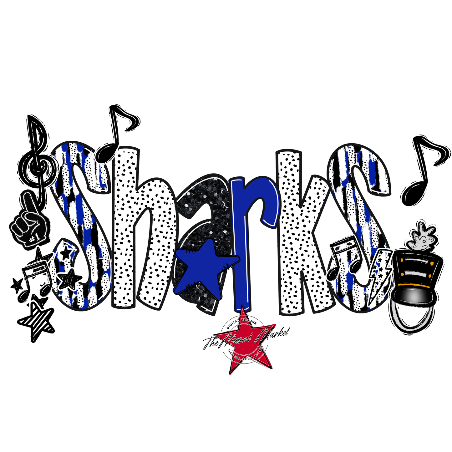 Sharks Band Scrape-Royal Blue