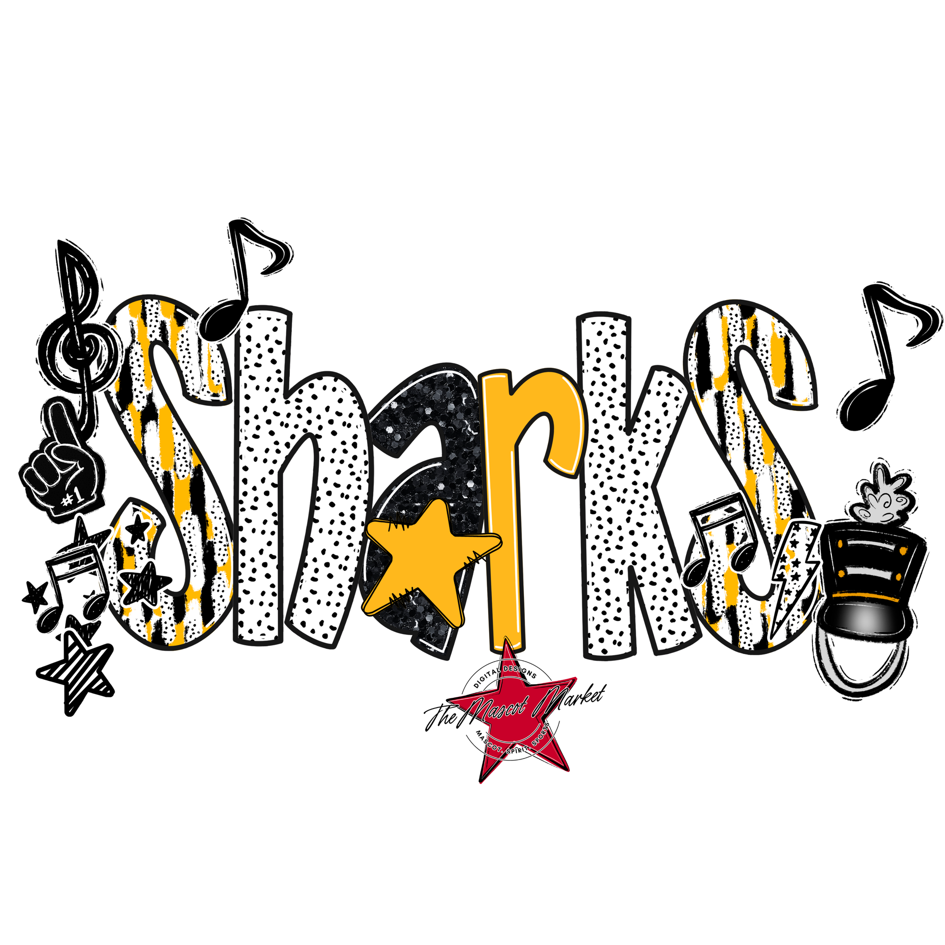 Sharks Band Scrape-Yellow