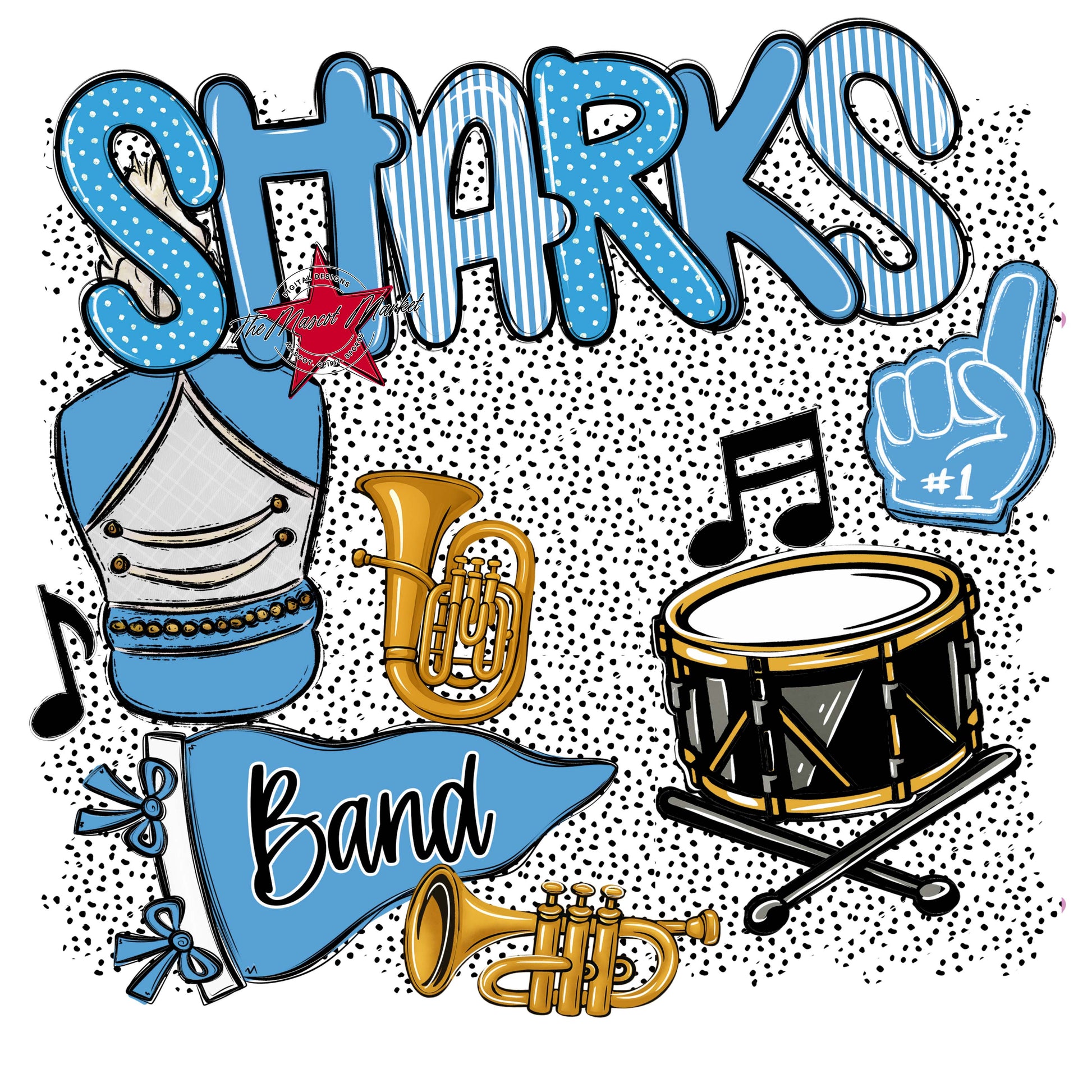 Sharks Band Spirit-Carolina Blue