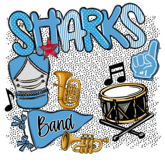Sharks Band Spirit-Carolina Blue