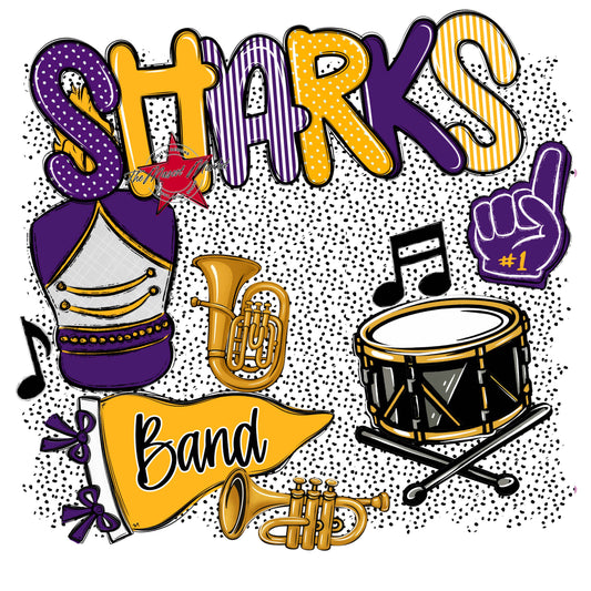 Sharks Band Spirit-Purple & Yellow