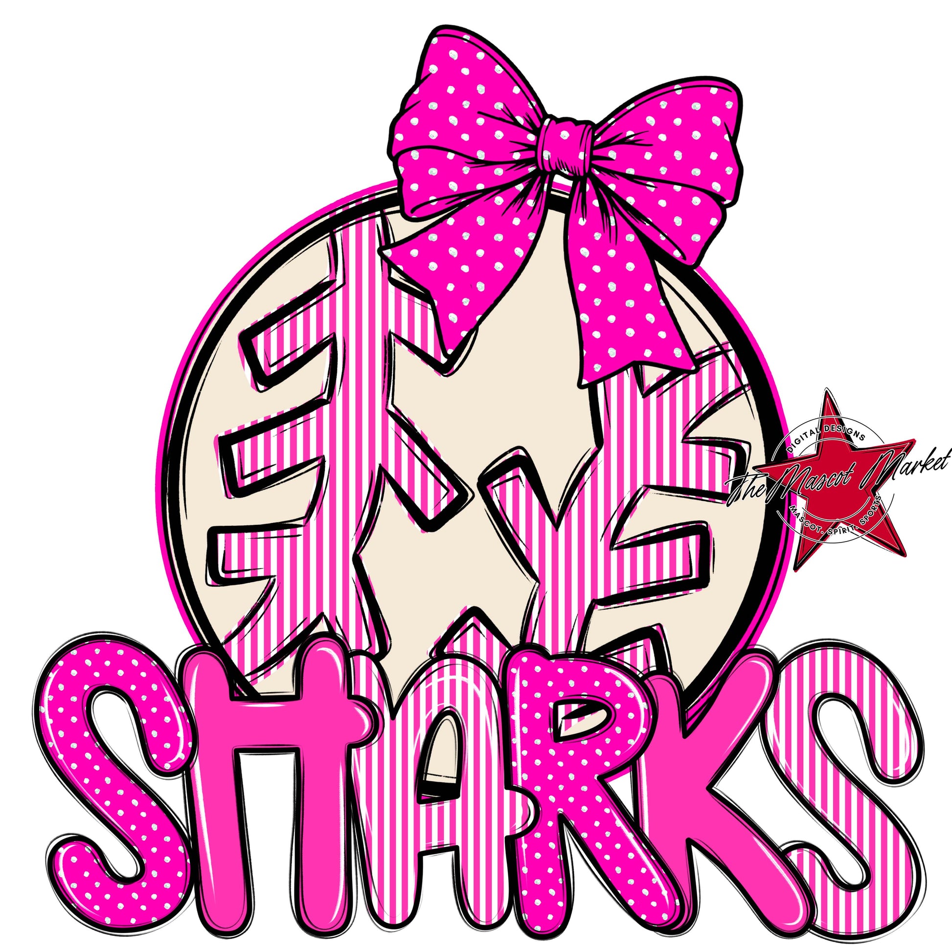 Sharks Baseball-Softball Spirit Design-Pink