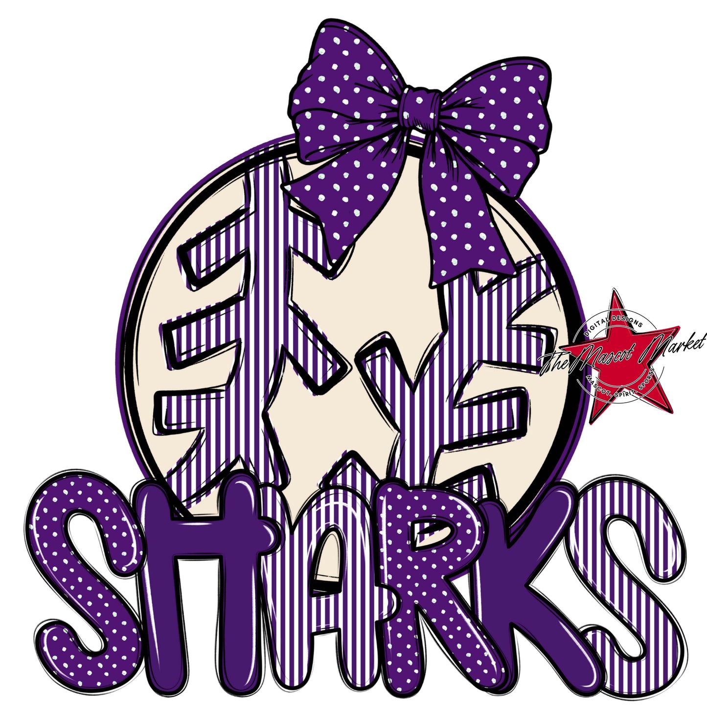 Sharks Baseball-Softball Spirit Design-Purple