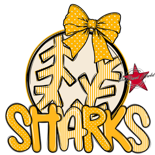 Sharks Baseball-Softball Spirit Design-Yellow