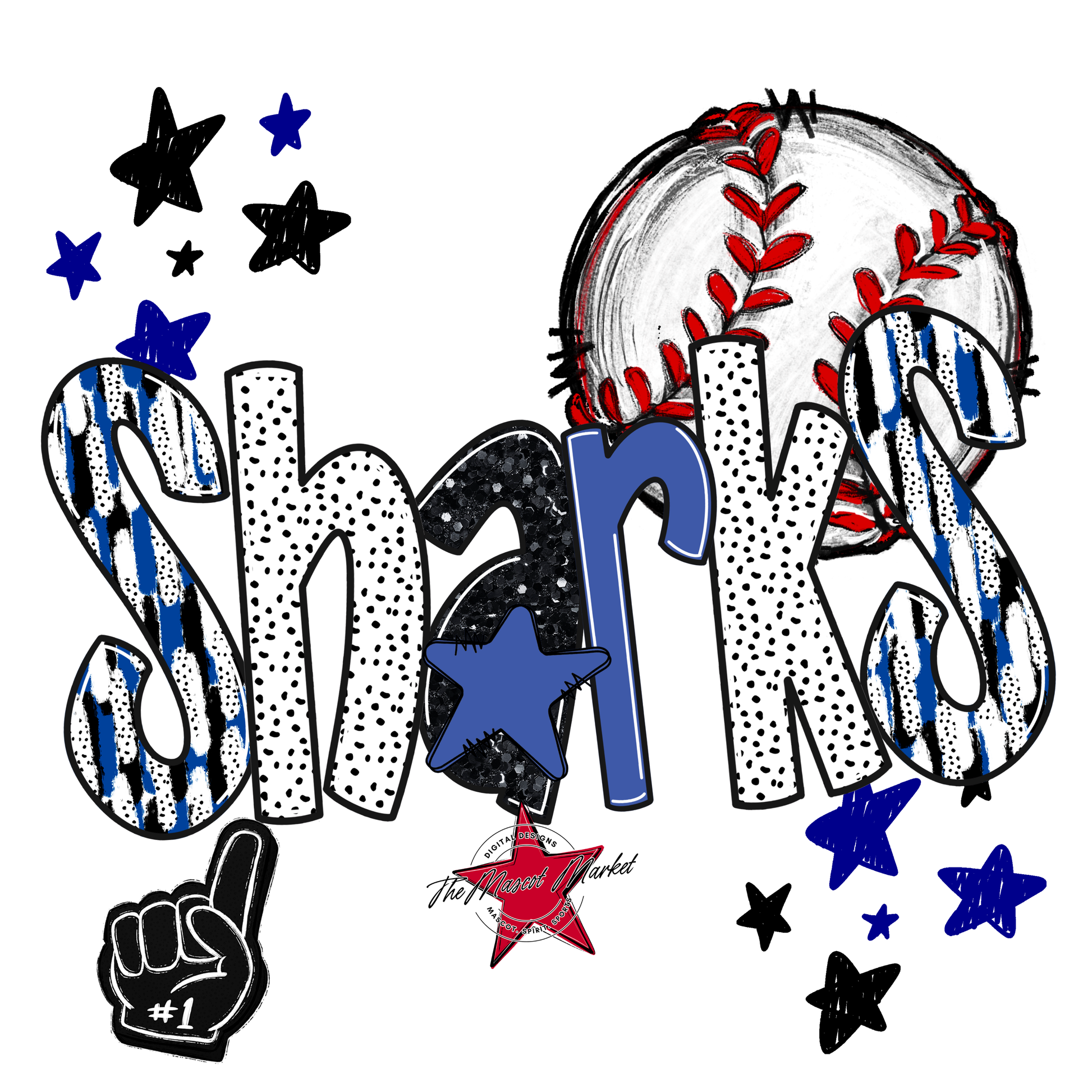 Sharks Baseball Scrape-Off Blue