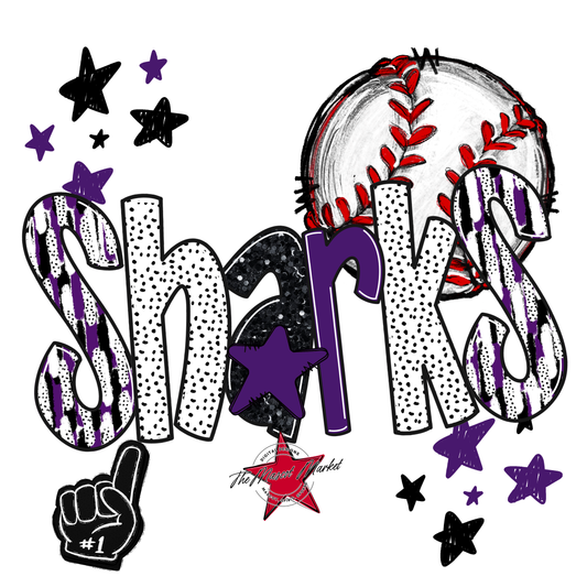 Sharks Baseball Scrape-Purple