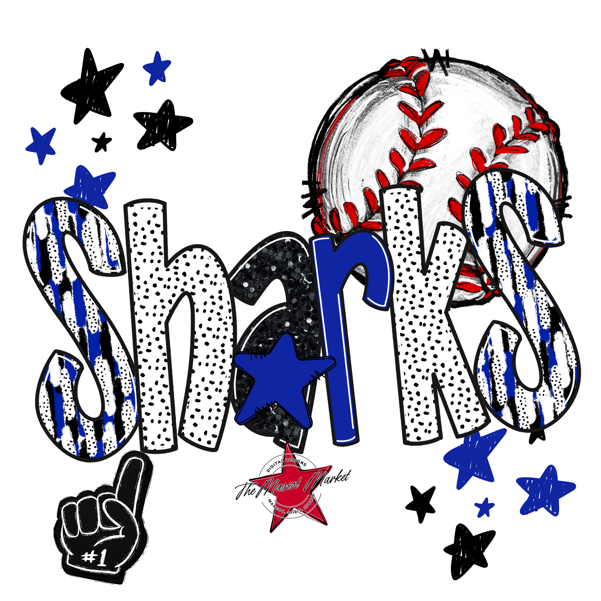 Sharks Baseball Scrape-Royal Blue