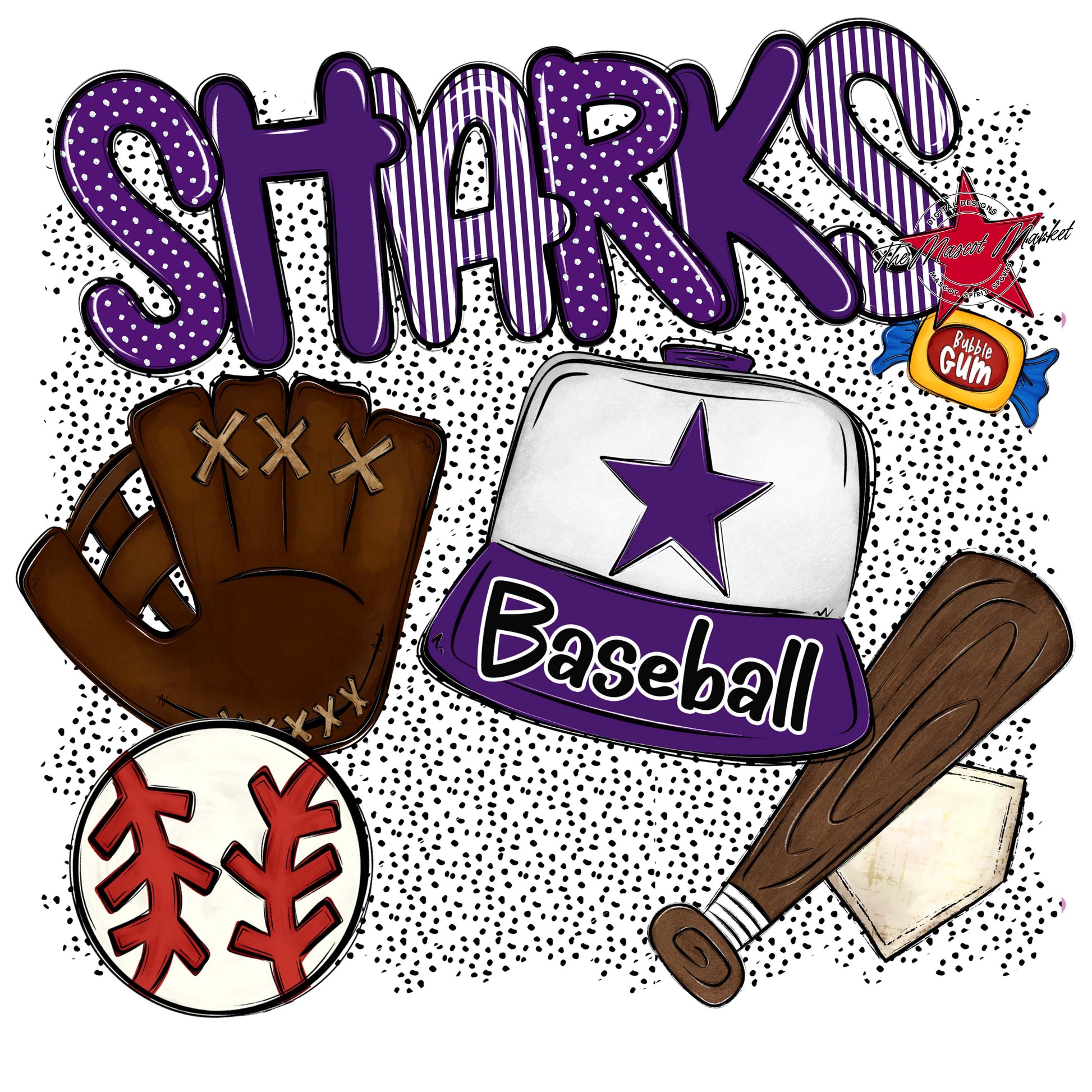 Sharks Baseball Spirit-Purple