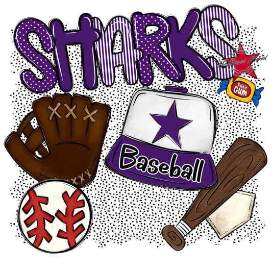 Sharks Baseball Spirit-Purple