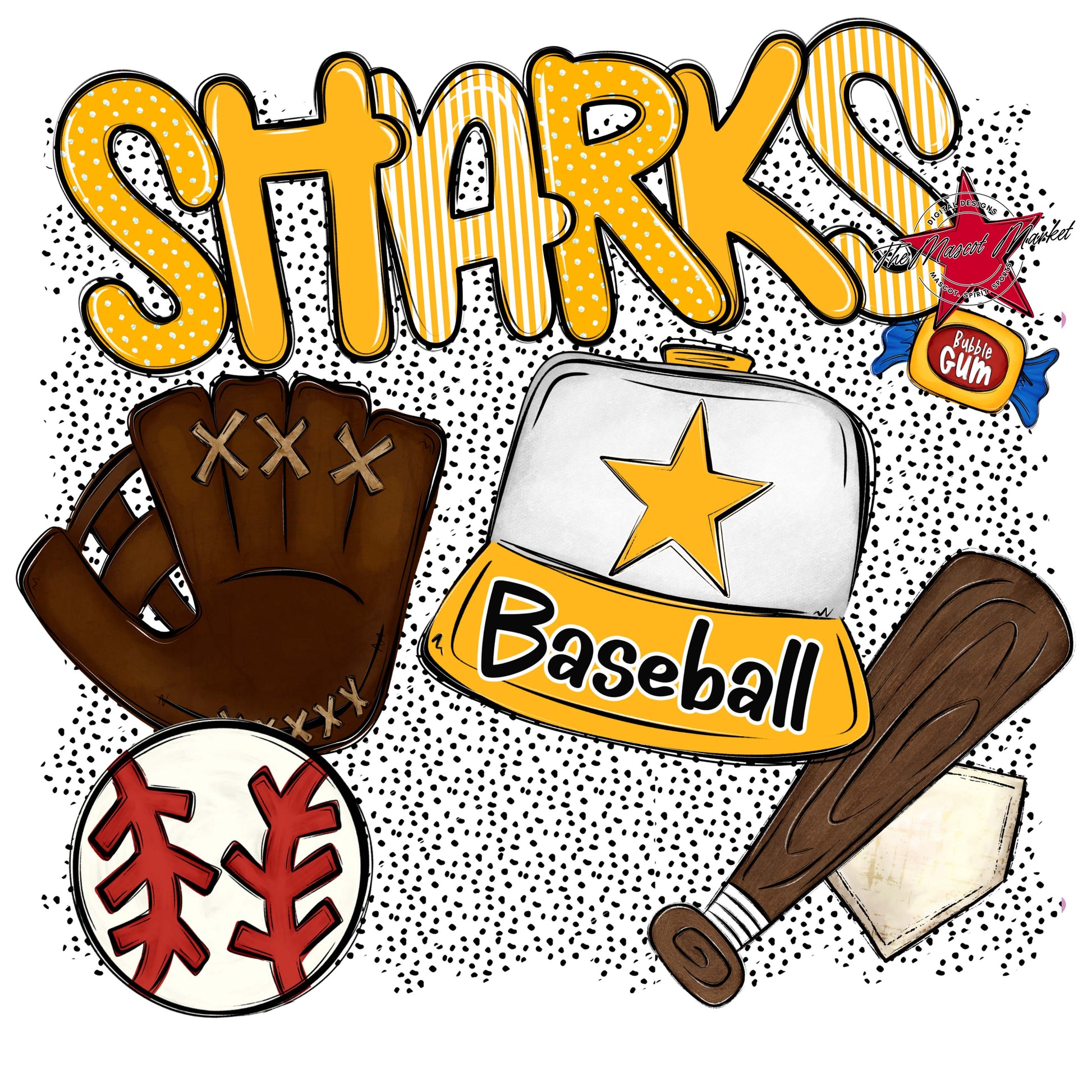 Sharks Baseball Spirit-Yellow
