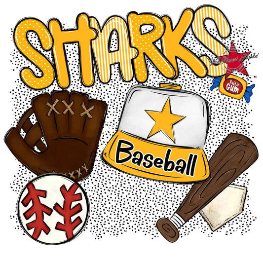 Sharks Baseball Spirit-Yellow