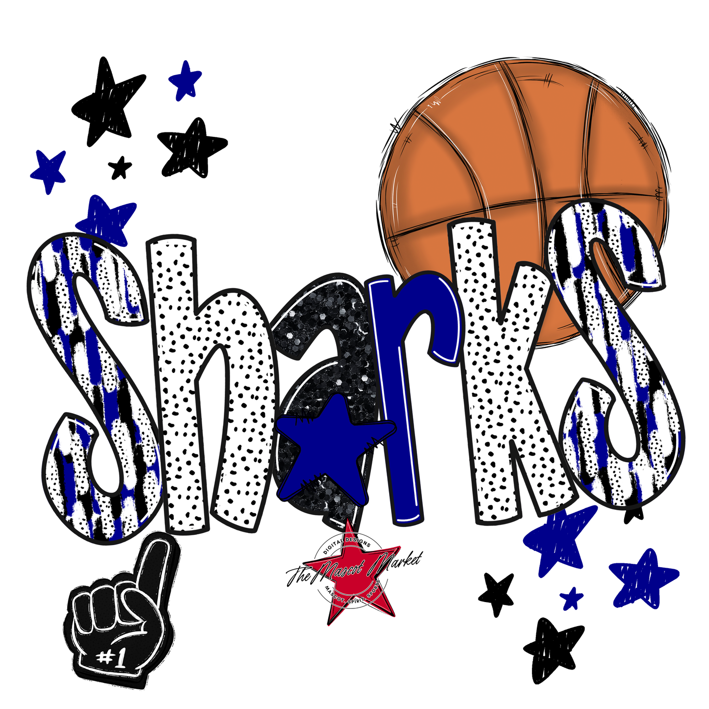 Sharks Basketball Scrape-Blue