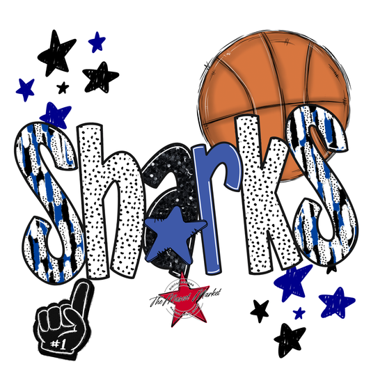 Sharks Basketball Scrape-Off Blue