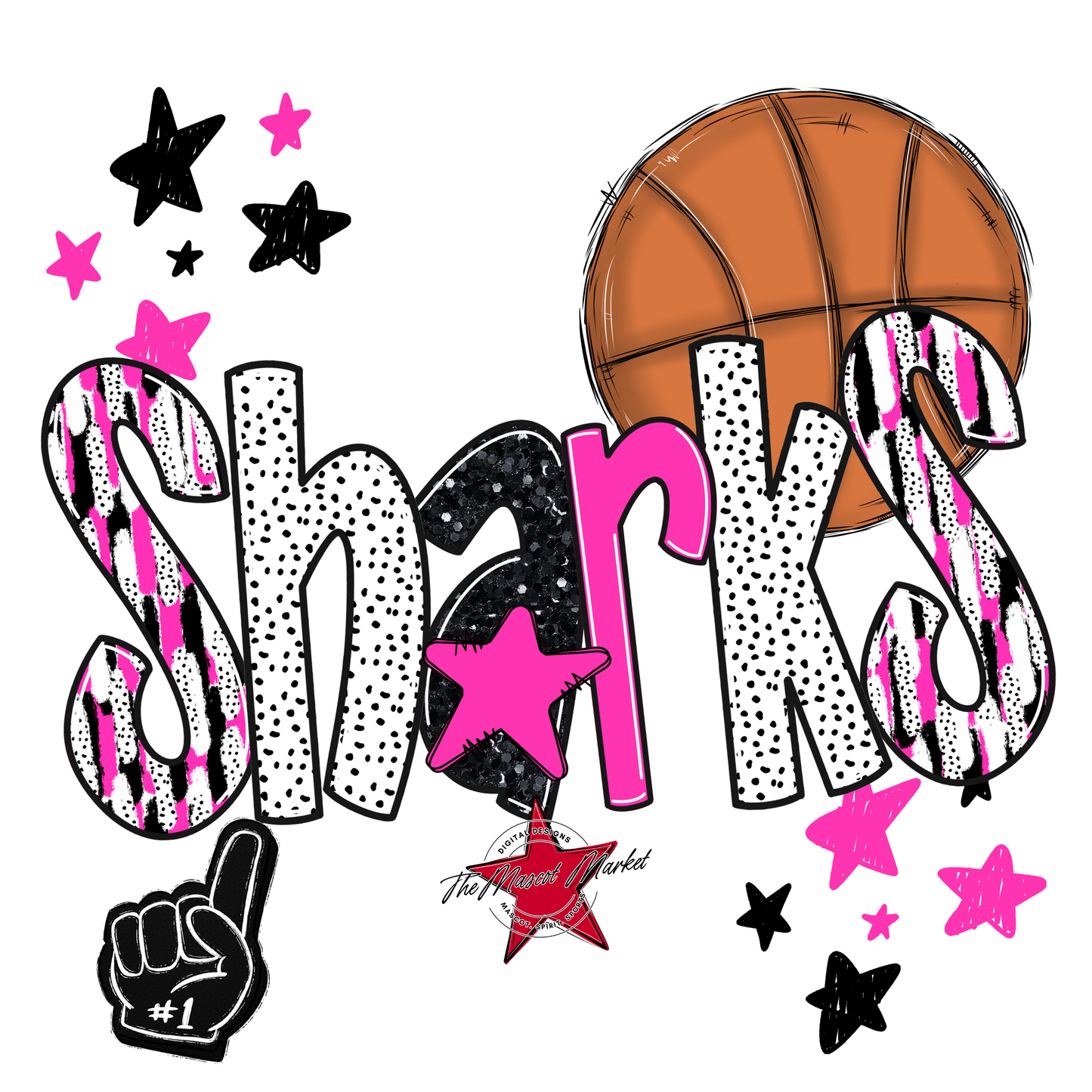 Sharks Basketball Scrape-Pink