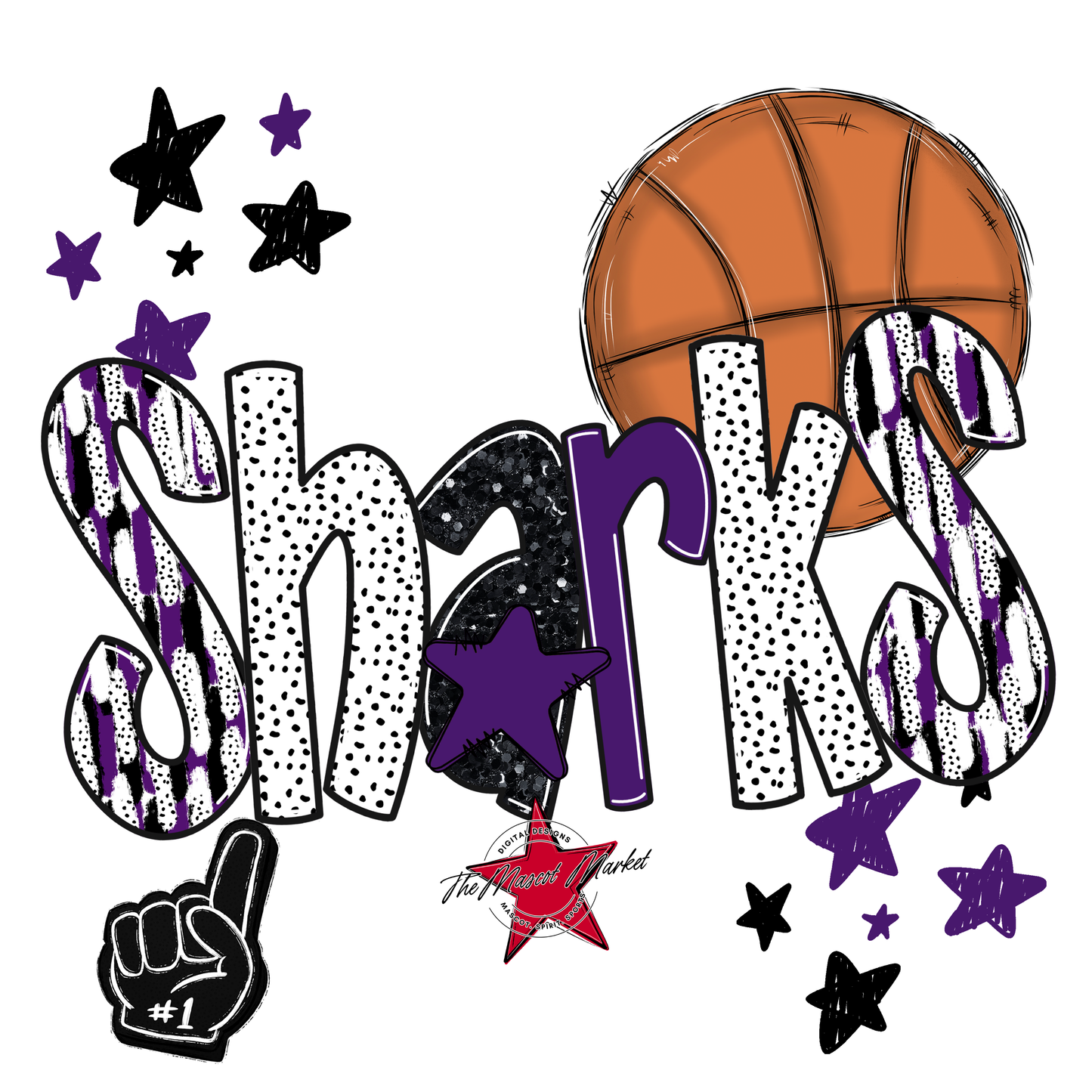 Sharks Basketball Scrape-Purple