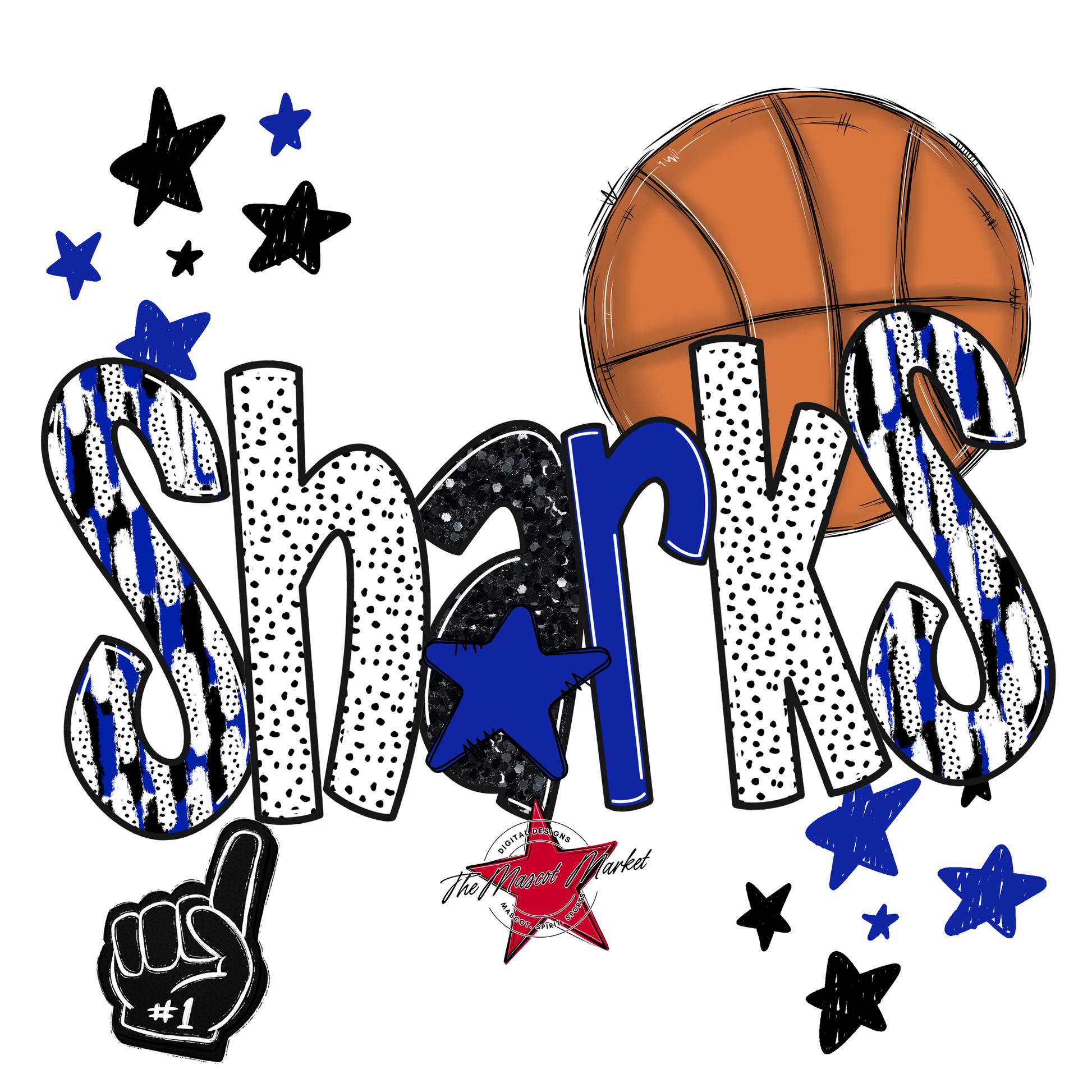 Sharks Basketball Scrape-Royal Blue