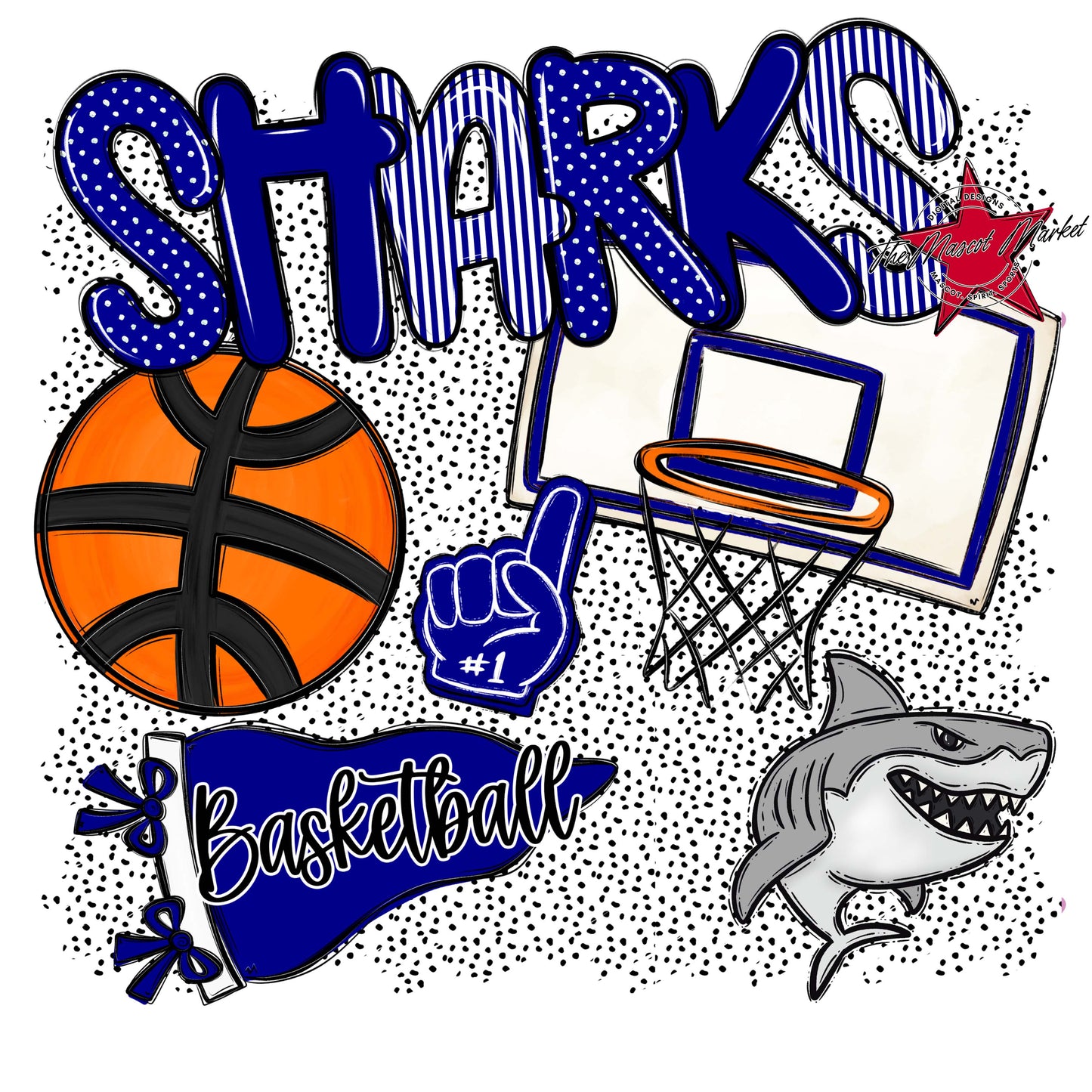 Sharks Basketball Spirit-Blue