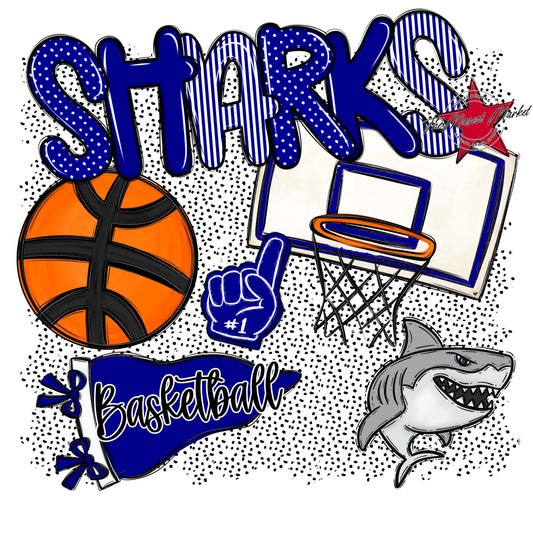 Sharks Basketball Spirit-Blue
