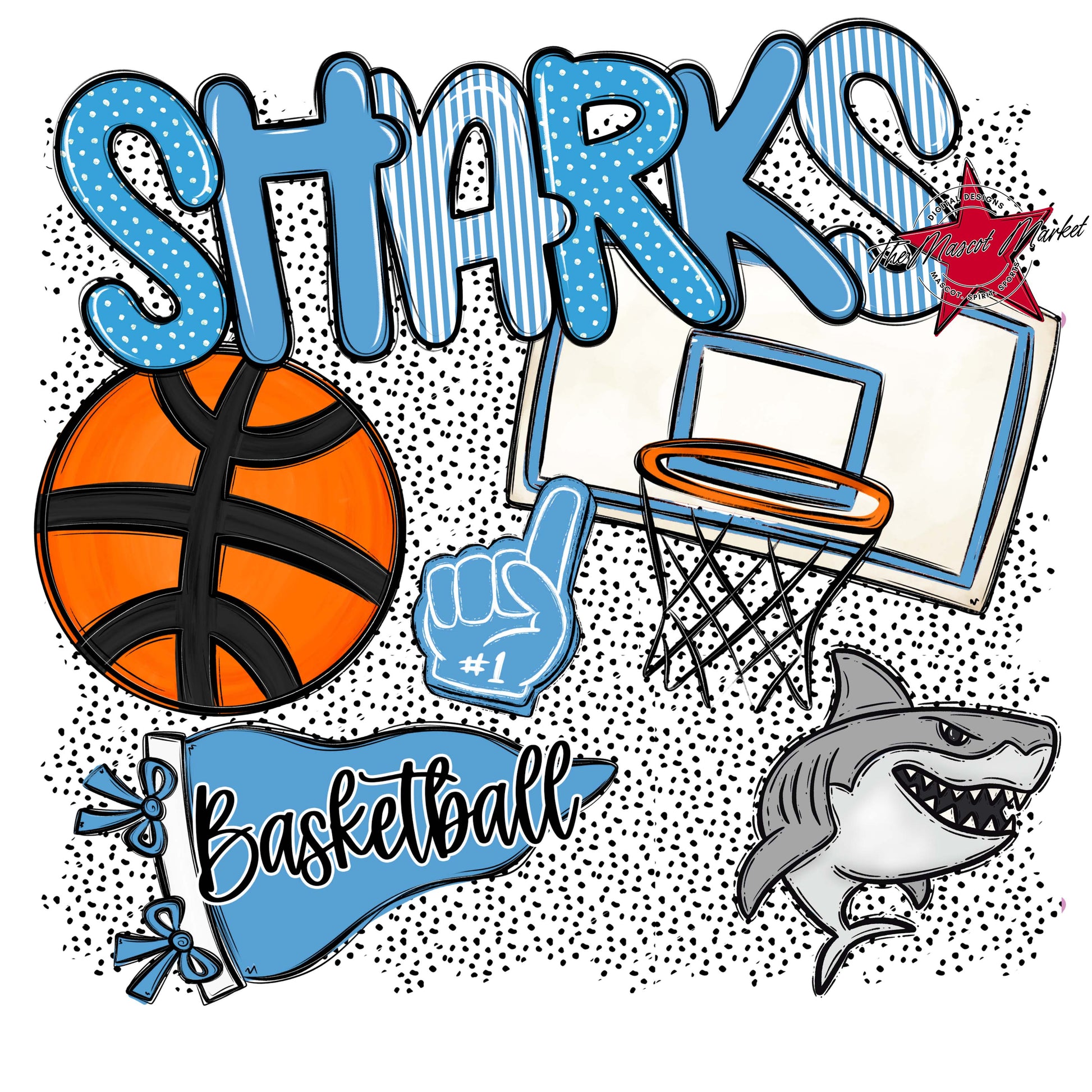 Sharks Basketball Spirit-Carolina Blue