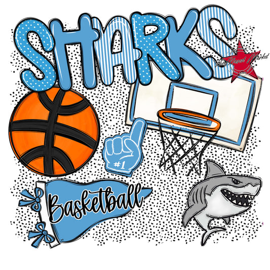 Sharks Basketball Spirit-Carolina Blue