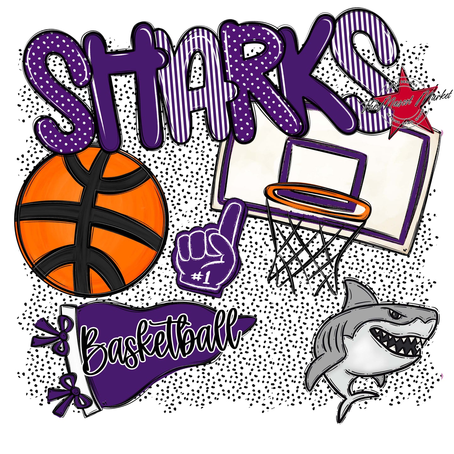 Sharks Basketball Spirit-Purple