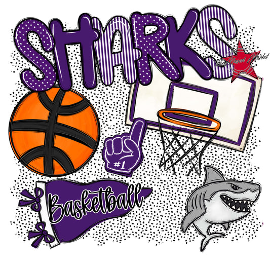Sharks Basketball Spirit-Purple