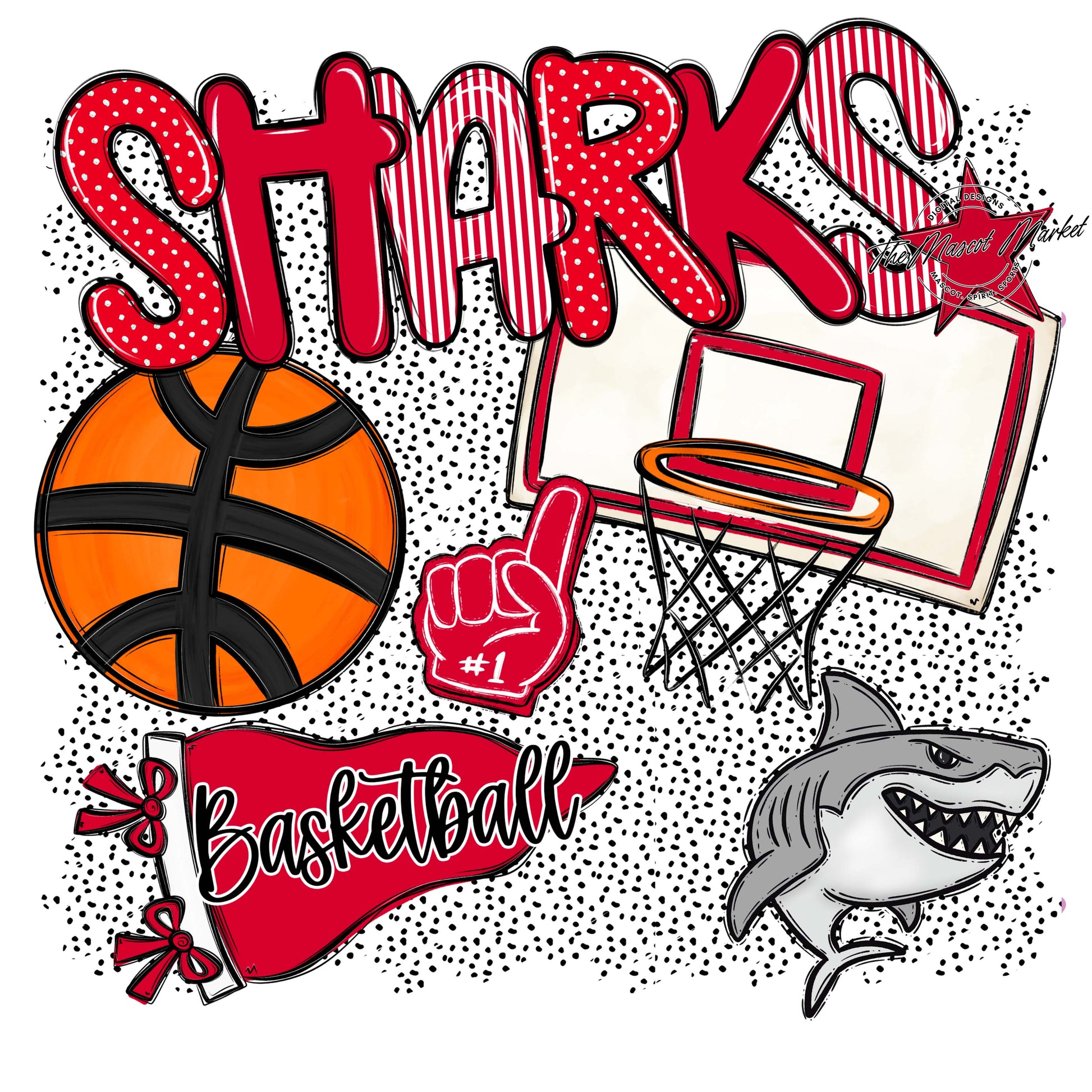 Sharks Basketball Spirit-Red