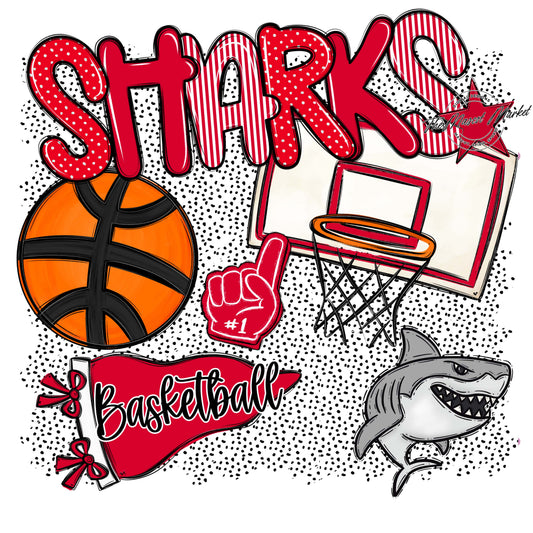 Sharks Basketball Spirit-Red