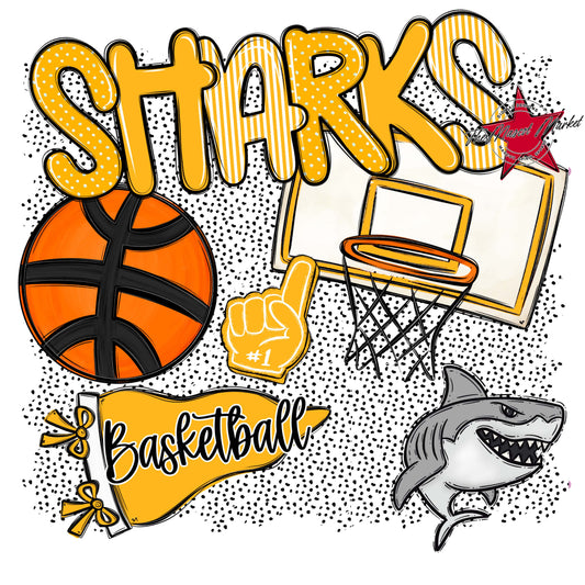 Sharks Basketball Spirit-Yellow
