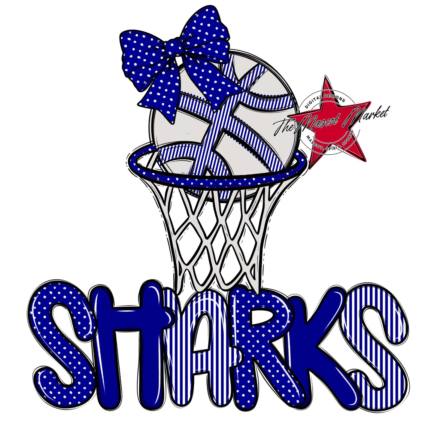 Sharks Basketball Spirit Design-Blue