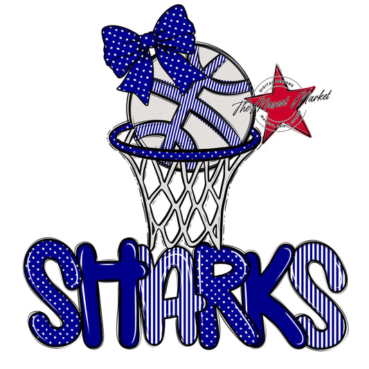 Sharks Basketball Spirit Design-Blue