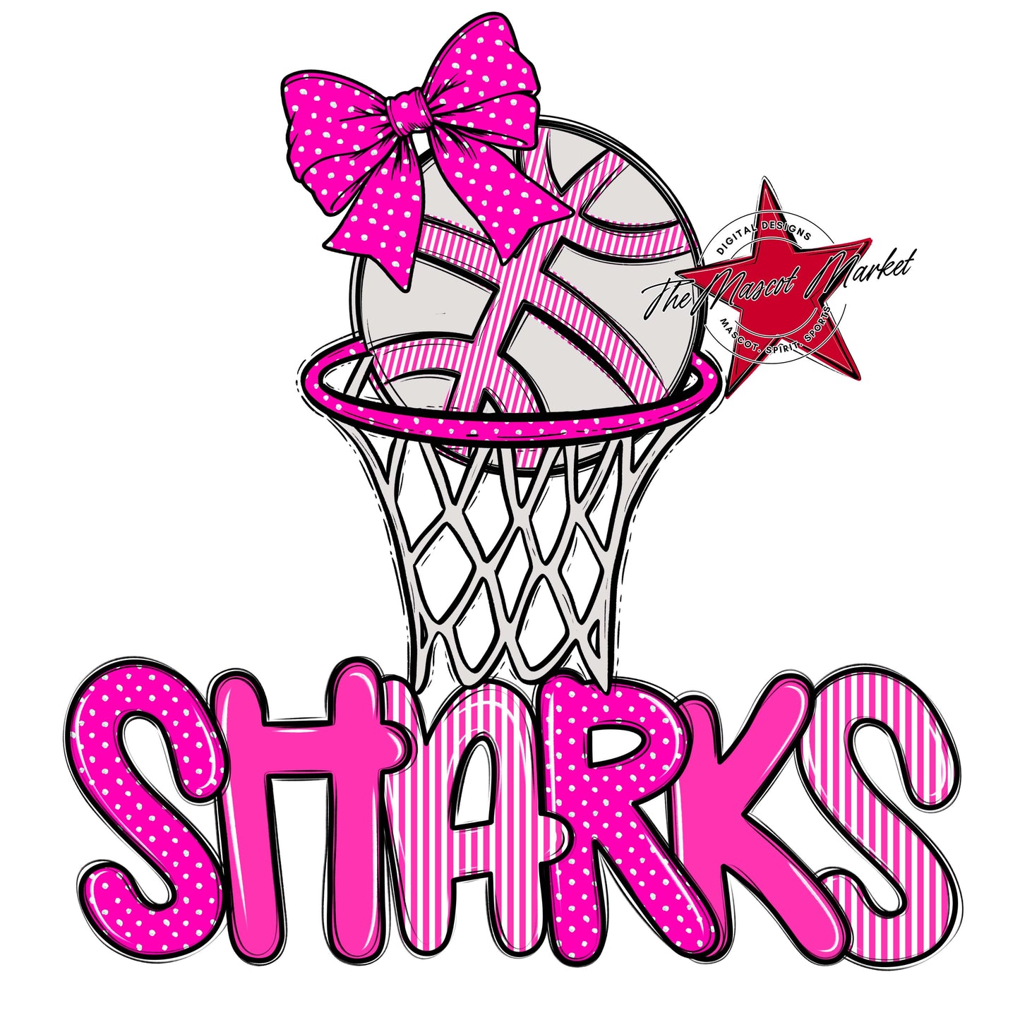 Sharks Basketball Spirit Design-Pink