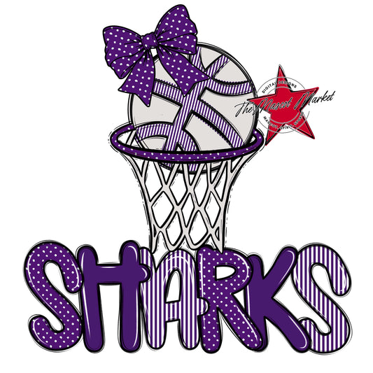 Sharks Basketball Spirit Design-Purple