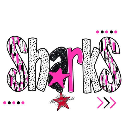 Sharks Brushstroke Alpha w Arrows-Pink
