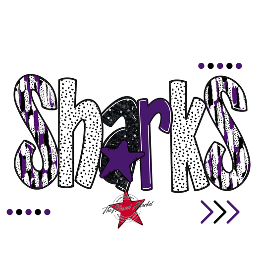 Sharks Brushstroke Alpha w Arrows-Purple