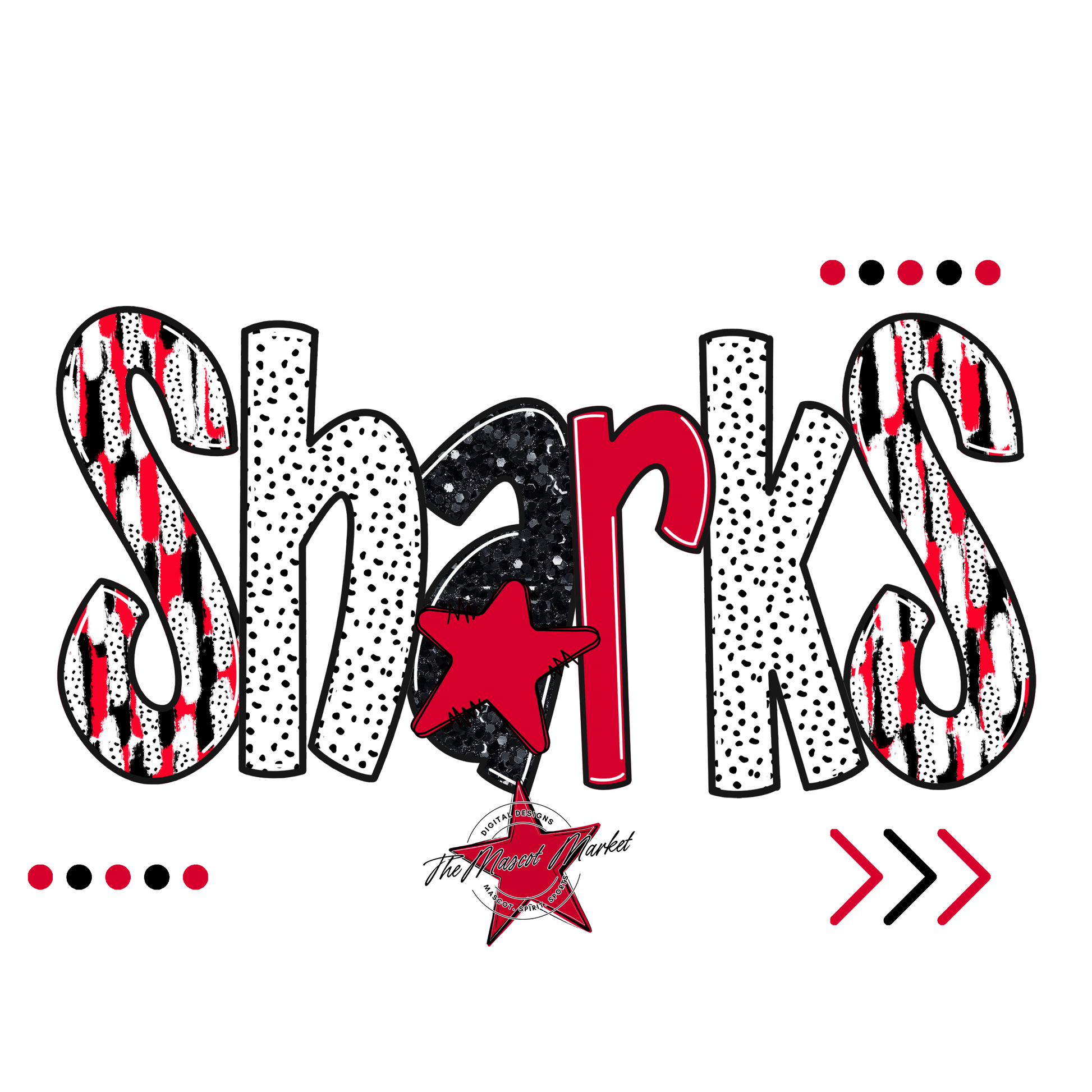 Sharks Brushstroke Alpha w Arrows-Red