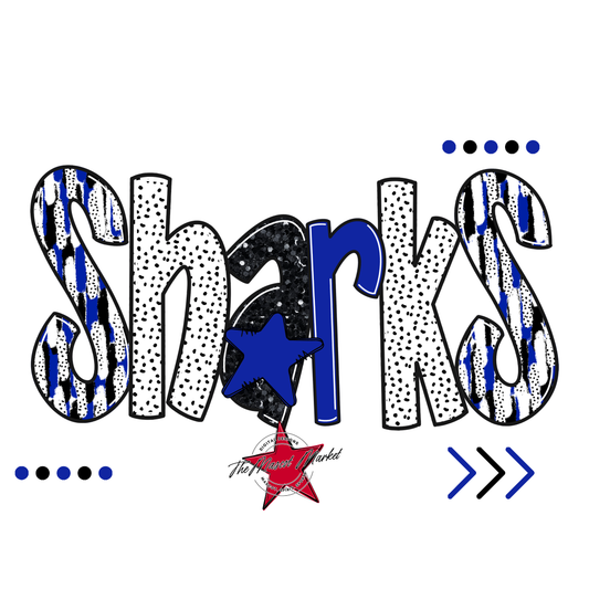 Sharks Brushstroke Alpha w Arrows-Royal Blue