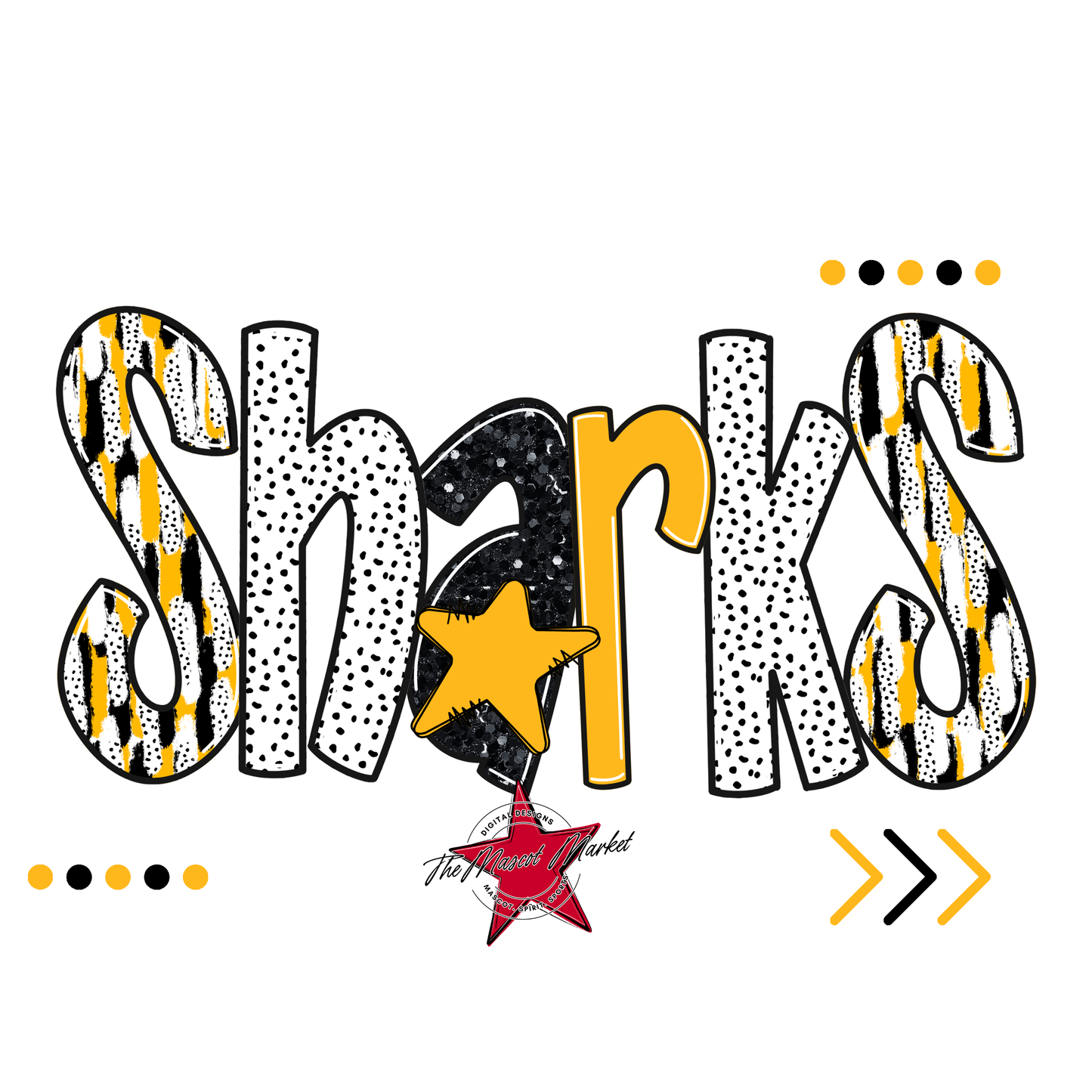 Sharks Brushstroke Alpha w Arrows-Yellow