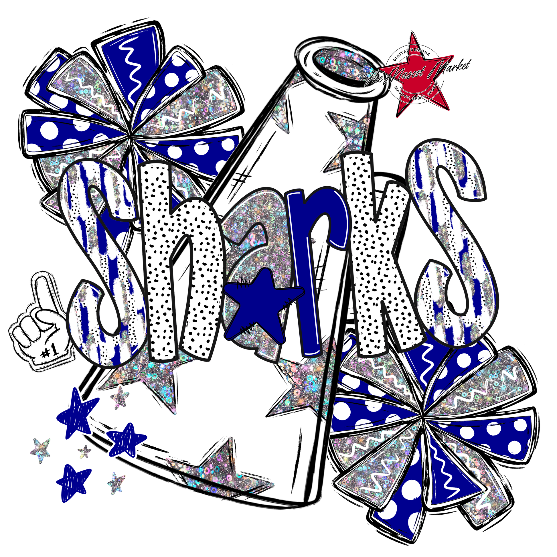 Sharks Cheer Megaphone Scrape-Blue