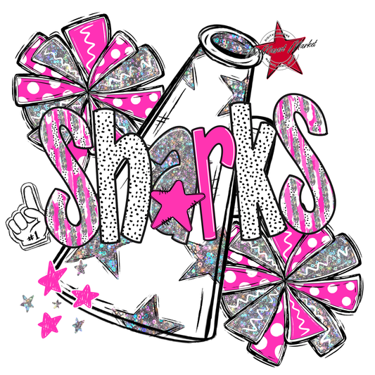 Sharks Cheer Megaphone Scrape-Pink