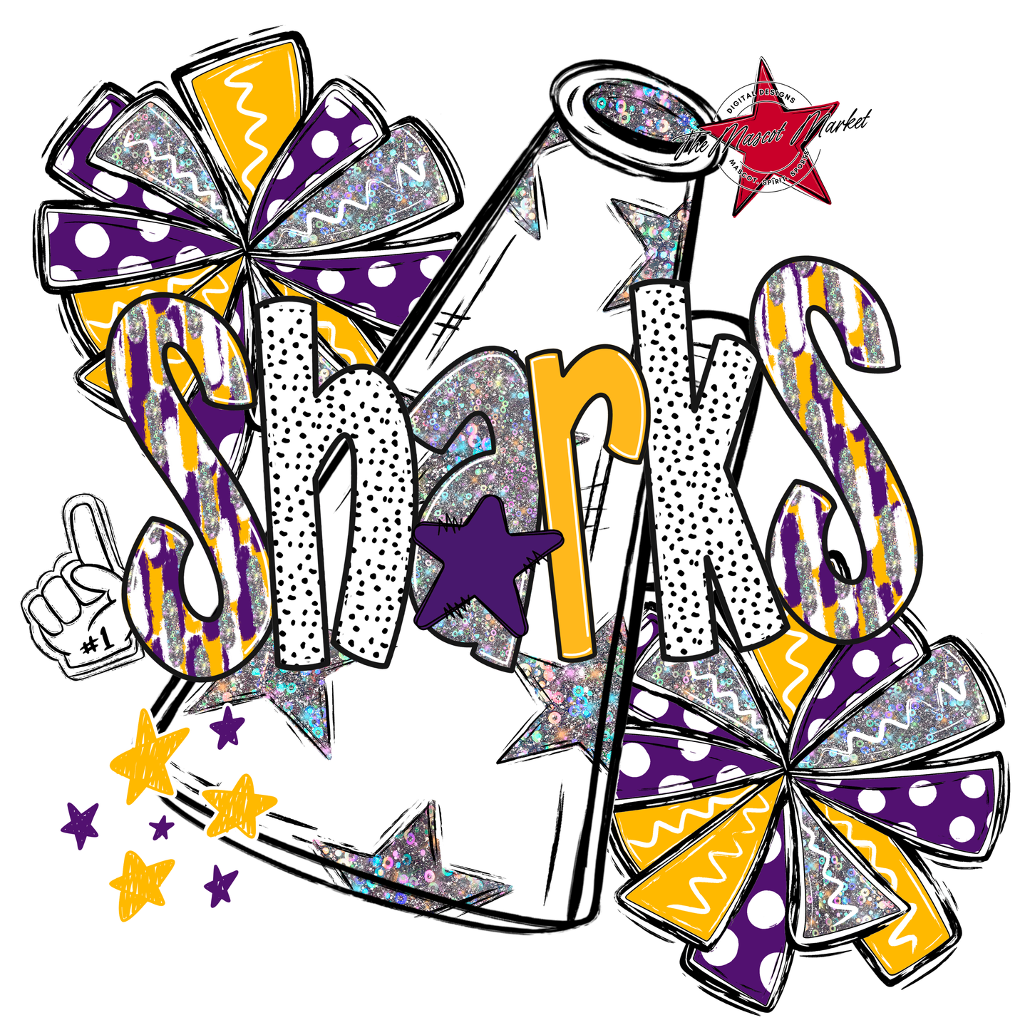 Sharks Cheer Megaphone Scrape-Purple-Yellow
