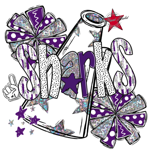 Sharks Cheer Megaphone Scrape-Purple