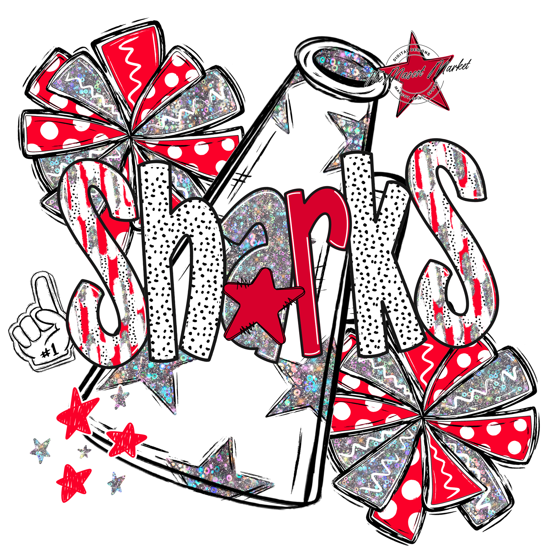 Sharks Cheer Megaphone Scrape-Red