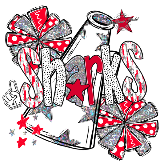 Sharks Cheer Megaphone Scrape-Red