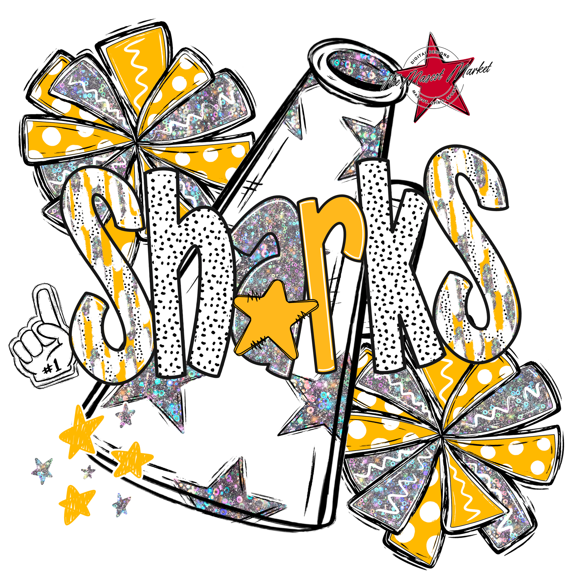 Sharks Cheer Megaphone Scrape-Yellow