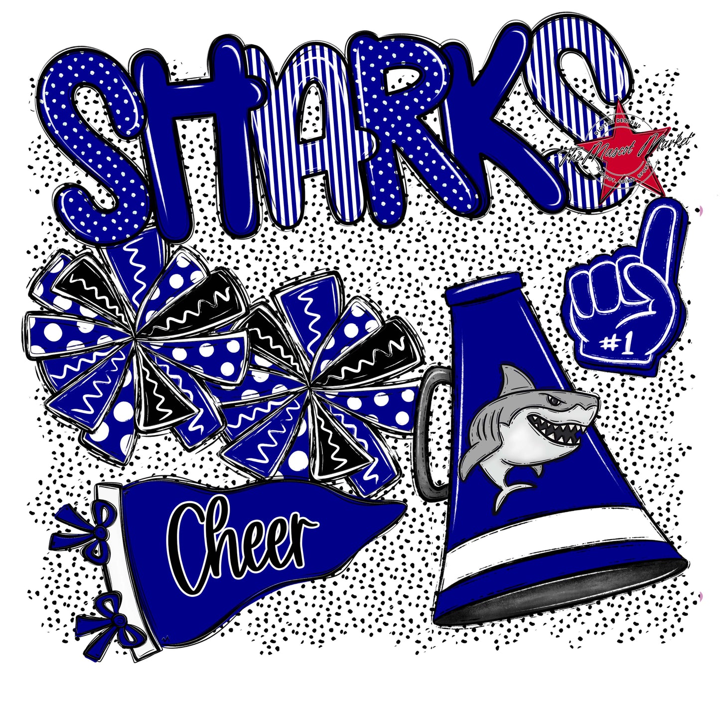 Sharks Cheer Spirit-Blue